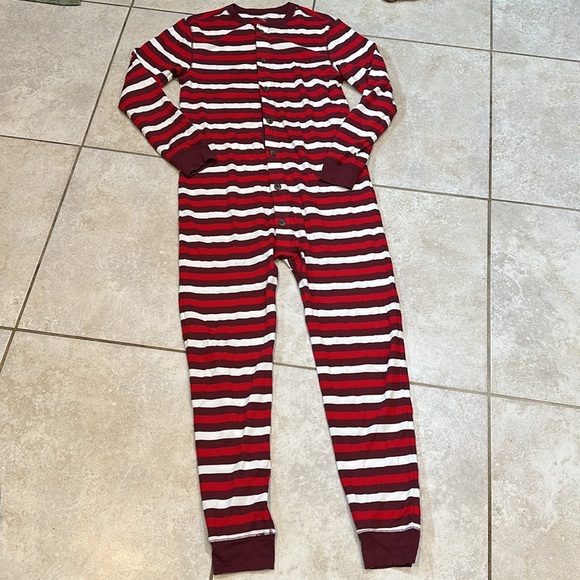 Old Navy Striped Thermal Matching One Piece Pajama Onesie S - Picture 2 of 6